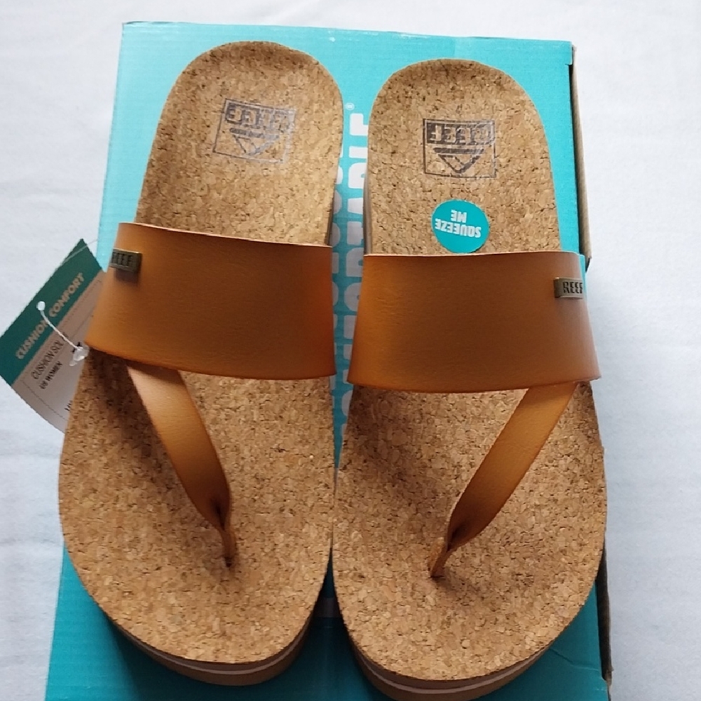 Reef Tan Cork Flip Flops